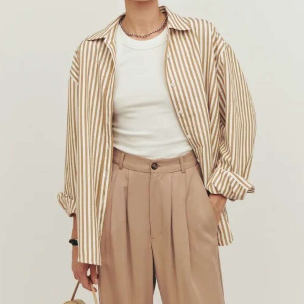 Reformation Parker Relaxed Shirt - Desert Stripe NWOT